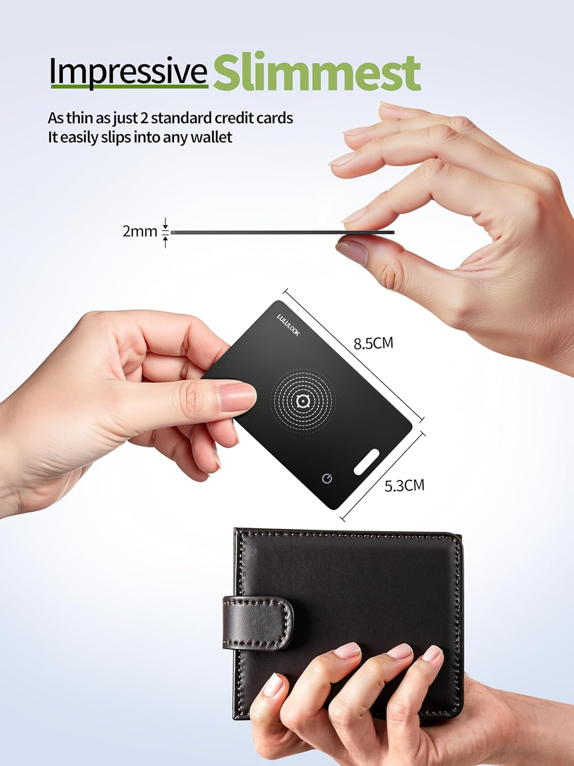 Wallet Tracker Card, Ultra Slim Tracking Card, Wireless Rechargeable, Works with Apple Find My (Ios Only) for Effortless Wallet Tracking, Item Card Finder for Luggage, Purse and More, Waterproof
