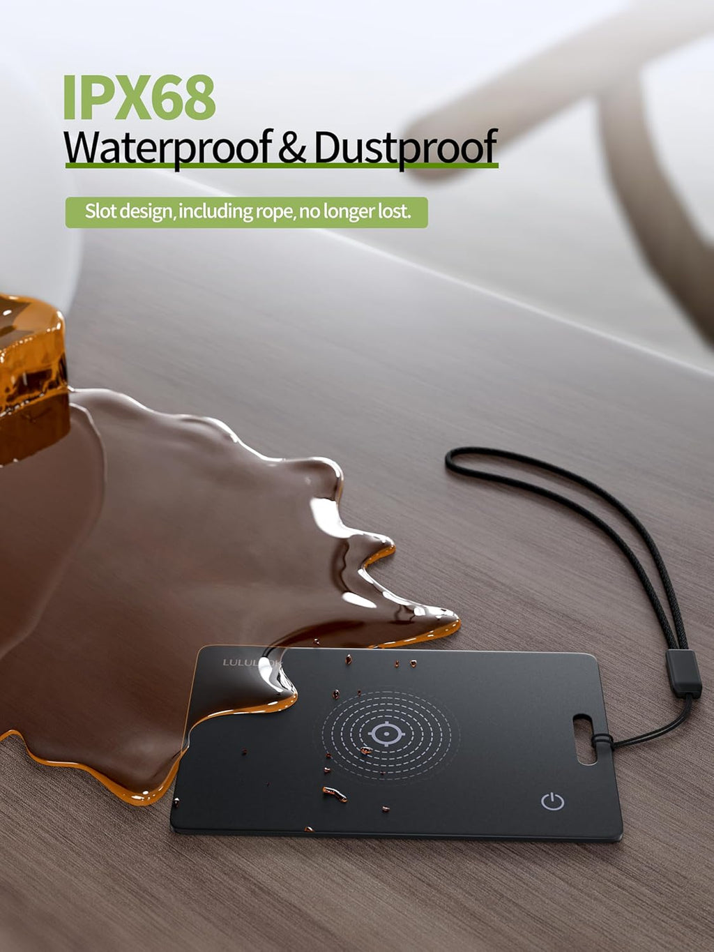 Wallet Tracker Card, Ultra Slim Tracking Card, Wireless Rechargeable, Works with Apple Find My (Ios Only) for Effortless Wallet Tracking, Item Card Finder for Luggage, Purse and More, Waterproof