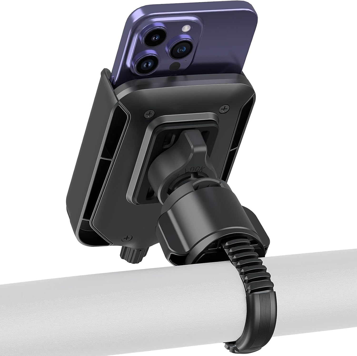 Bike Phone Holder, Motorcycle Phone Mount - Motorcycle Handlebar Cell Phone Clamp, Supports 360° All-Round up and down Rotation,Scooter Phone Clip for 4.7" to 7.2" Smartphones